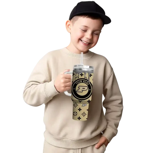 customized purdue boilermakers bullseye drips gold curved tumbler latest model.webp