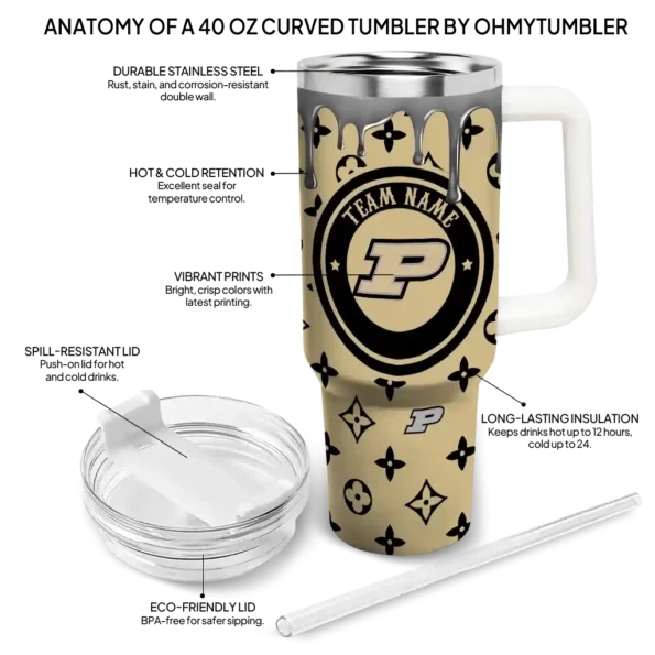 customized purdue boilermakers bullseye drips gold curved tumbler new arrival.webp