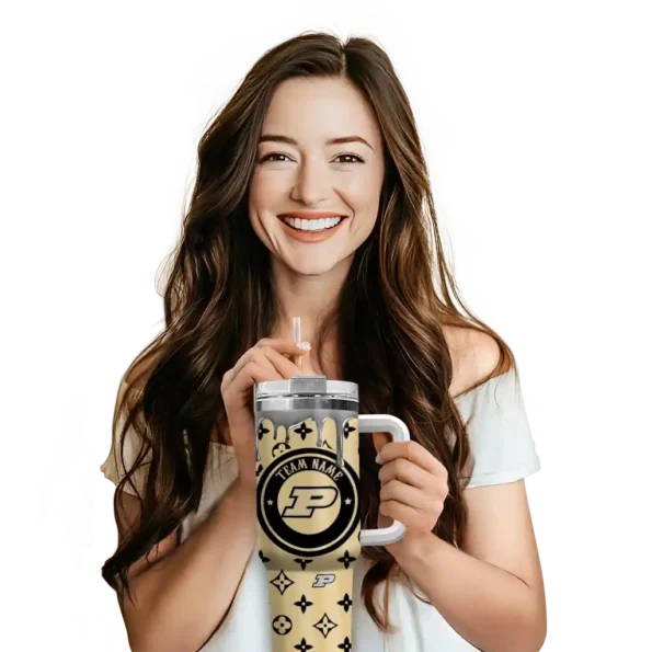 customized purdue boilermakers bullseye drips gold curved tumbler premium grade.webp