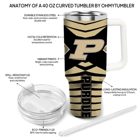 customized purdue boilermakers chevron layers gold curved tumbler new arrival.webp
