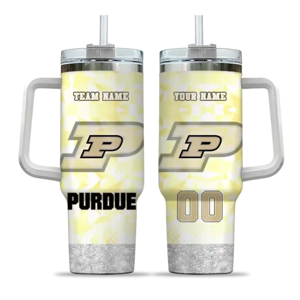 customized purdue boilermakers geometric prism gold curved tumbler best selling.webp