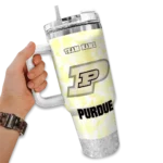 customized purdue boilermakers geometric prism gold curved tumbler best selling.webp