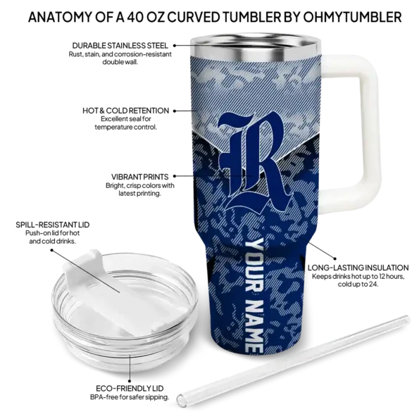 customized rice owls chevron stripe navy blue curved tumbler new arrival.webp