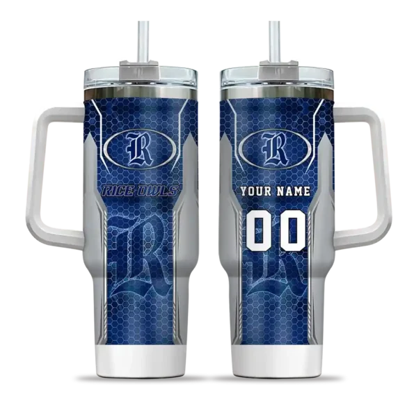 customized rice owls hexagon armor navy blue curved tumbler best selling.webp