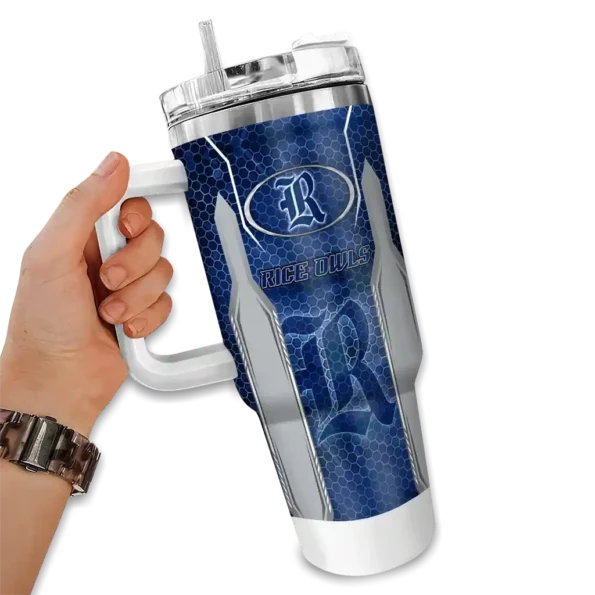 customized rice owls hexagon armor navy blue curved tumbler fashion forward.webp