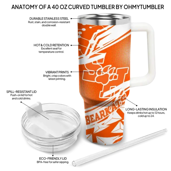 customized sam houston bearkats abstract paths orange curved tumbler new arrival.webp