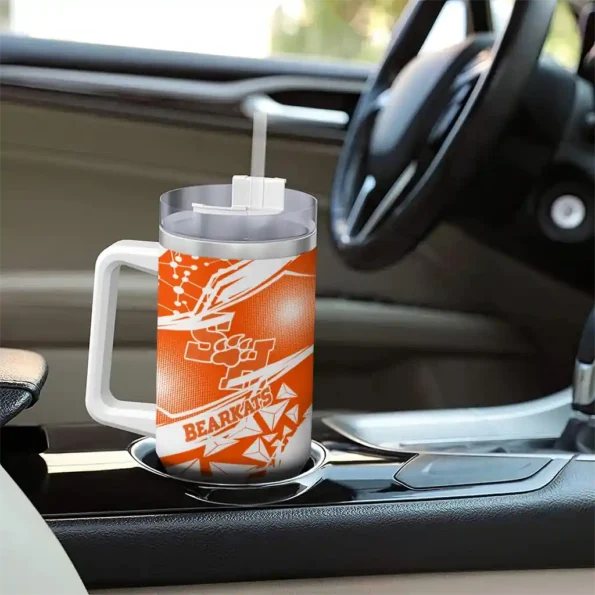 customized sam houston bearkats abstract paths orange curved tumbler trendy.webp