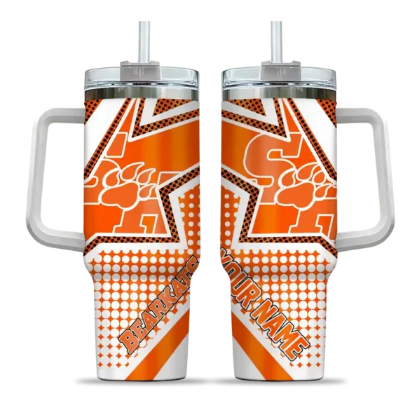 customized sam houston bearkats arrow burst orange curved tumbler best selling.webp