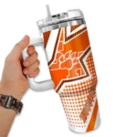 customized sam houston bearkats arrow burst orange curved tumbler best selling.webp