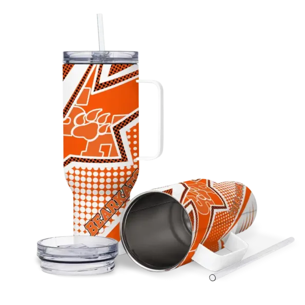 customized sam houston bearkats arrow burst orange curved tumbler high quality.webp