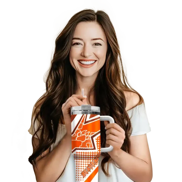 customized sam houston bearkats arrow burst orange curved tumbler premium grade.webp