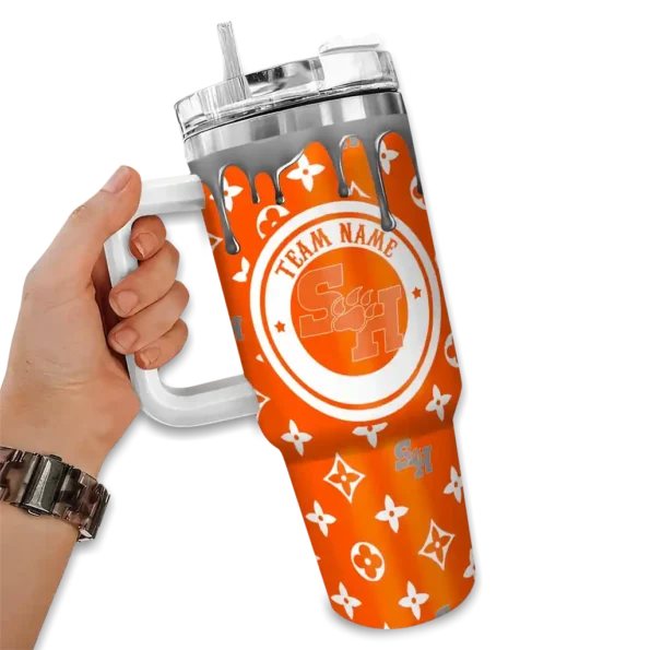 customized sam houston bearkats bullseye drips orange curved tumbler fashion forward.webp