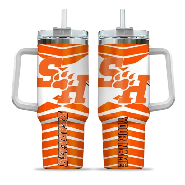customized sam houston bearkats chevron layers orange curved tumbler best selling.webp
