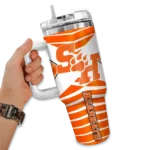 customized sam houston bearkats chevron layers orange curved tumbler best selling.webp