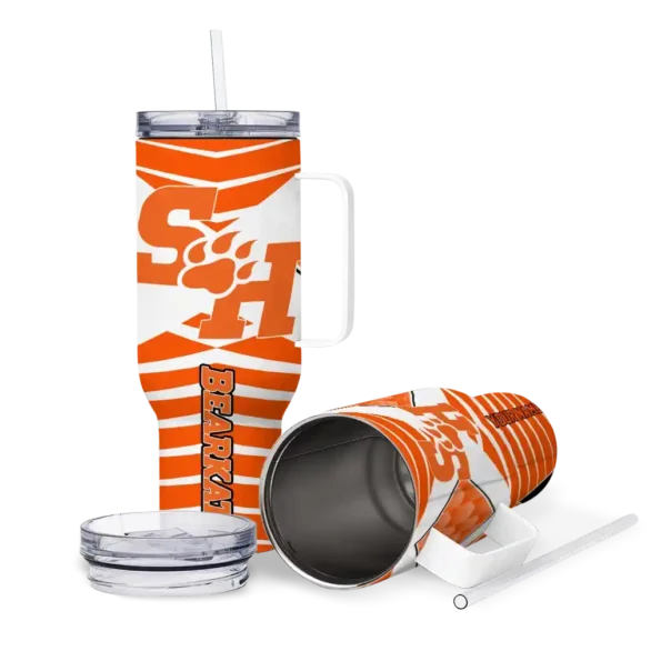 customized sam houston bearkats chevron layers orange curved tumbler high quality.webp
