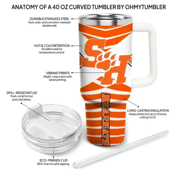 customized sam houston bearkats chevron layers orange curved tumbler new arrival.webp