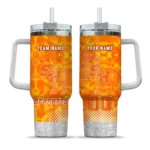 customized sam houston bearkats geometric prism orange curved tumbler best selling.webp