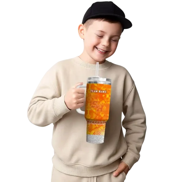 customized sam houston bearkats geometric prism orange curved tumbler latest model.webp