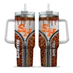 customized sam houston bearkats leopard zipper orange curved tumbler best selling.webp