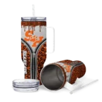 customized sam houston bearkats leopard zipper orange curved tumbler best selling.webp