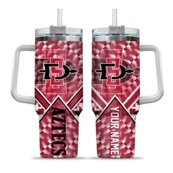 customized san diego state aztecs chevron angle red curved tumbler best selling.webp