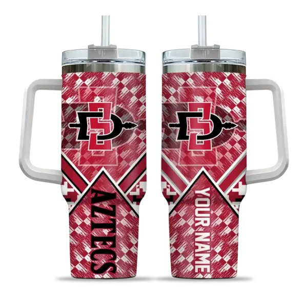 customized san diego state aztecs chevron angle red curved tumbler best selling.webp