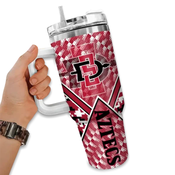 customized san diego state aztecs chevron angle red curved tumbler fashion forward.webp