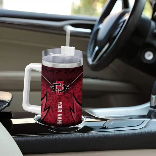 customized san diego state aztecs chevron stripe red curved tumbler trendy.webp