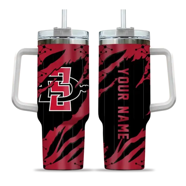 customized san diego state aztecs claw cut red black curved tumbler best selling.webp