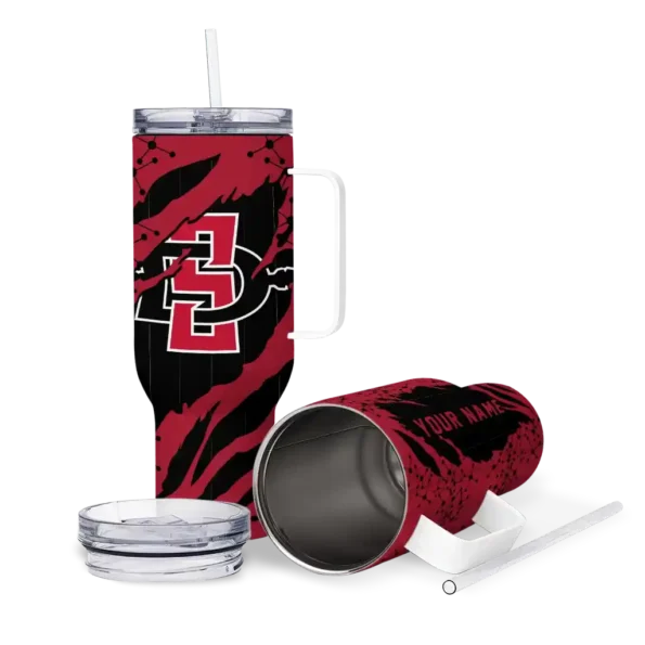 customized san diego state aztecs claw cut red black curved tumbler high quality.webp