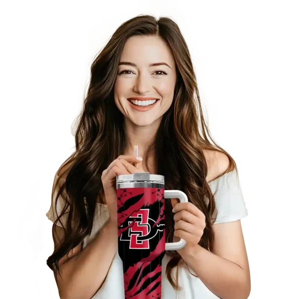 customized san diego state aztecs claw cut red black curved tumbler premium grade.webp