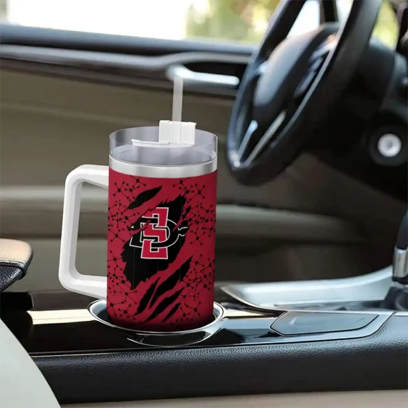 customized san diego state aztecs claw cut red black curved tumbler trendy.webp