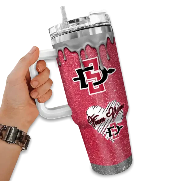 customized san diego state aztecs heart helmet motif red curved tumbler fashion forward.webp
