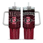 customized san diego state aztecs hex texture red curved tumbler best selling.webp