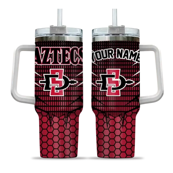 customized san diego state aztecs hex texture red curved tumbler best selling.webp