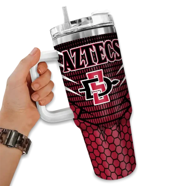 customized san diego state aztecs hex texture red curved tumbler fashion forward.webp