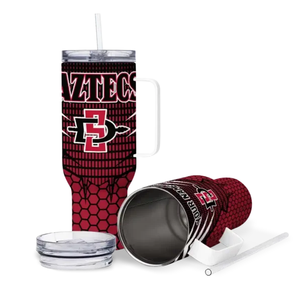 customized san diego state aztecs hex texture red curved tumbler high quality.webp