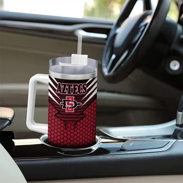 customized san diego state aztecs hex texture red curved tumbler trendy.webp