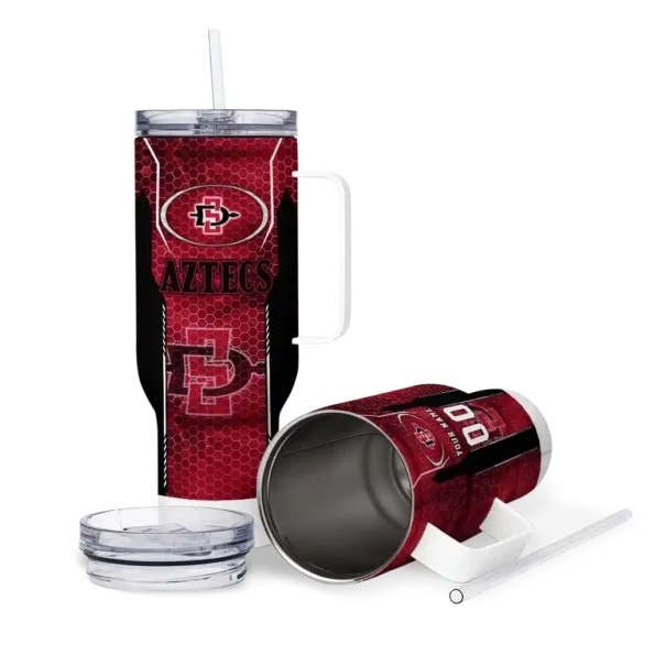 customized san diego state aztecs hexagon armor red curved tumbler high quality.webp