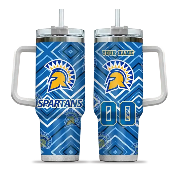 customized san jose state spartans bold diamonds blue curved tumbler best selling.webp