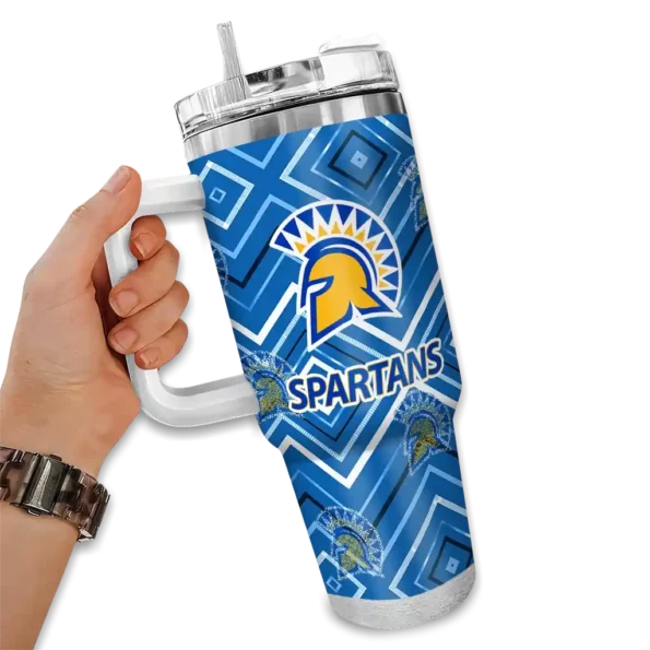 customized san jose state spartans bold diamonds blue curved tumbler fashion forward.webp