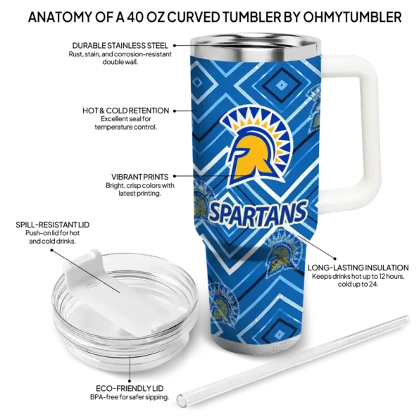 customized san jose state spartans bold diamonds blue curved tumbler new arrival.webp
