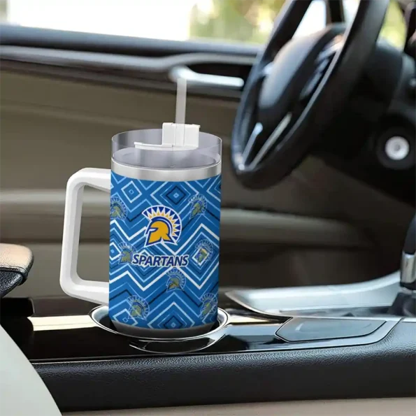 customized san jose state spartans bold diamonds blue curved tumbler trendy.webp
