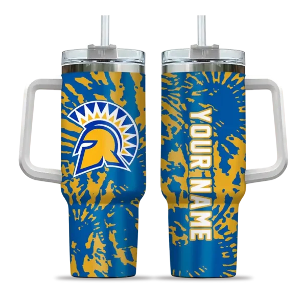 customized san jose state spartans burst swirl blue curved tumbler best selling.webp