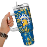 customized san jose state spartans burst swirl blue curved tumbler best selling.webp