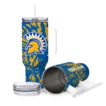 customized san jose state spartans burst swirl blue curved tumbler best selling.webp