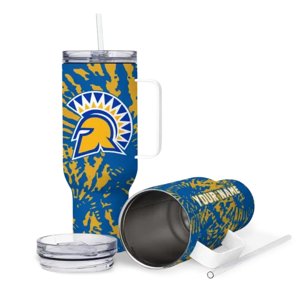 customized san jose state spartans burst swirl blue curved tumbler high quality.webp