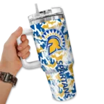 customized san jose state spartans camo mashup blue white curved tumbler best selling.webp