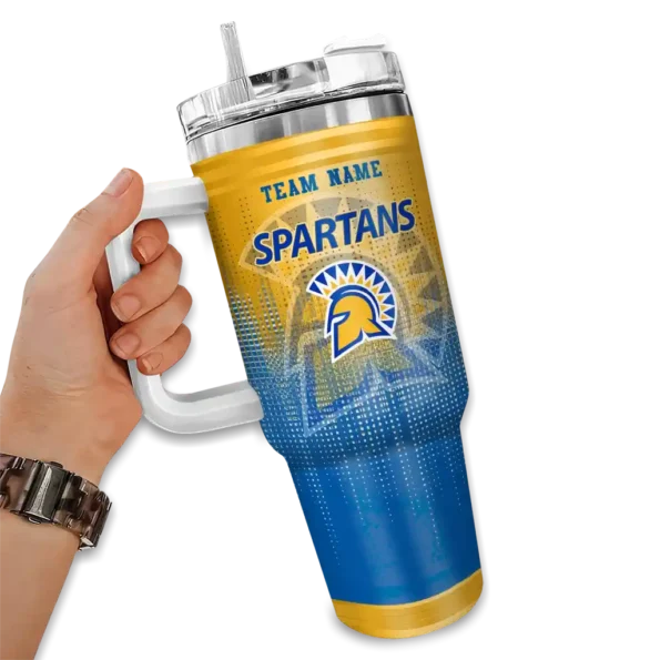 customized san jose state spartans gradient dots blue curved tumbler fashion forward.webp