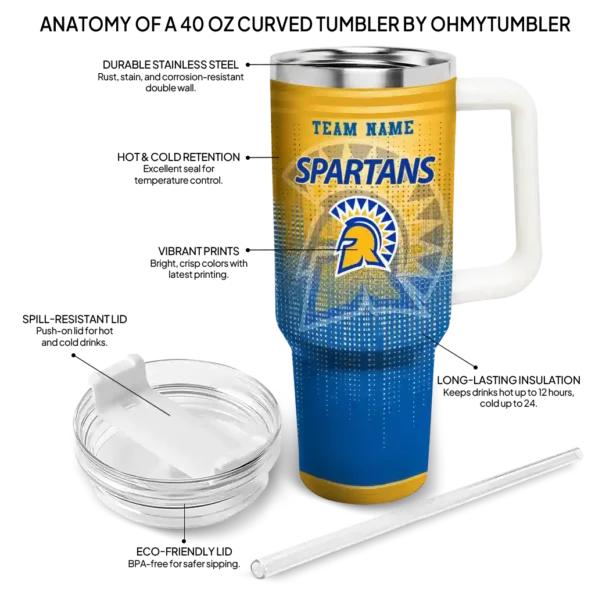 customized san jose state spartans gradient dots blue curved tumbler new arrival.webp